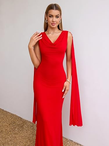 Image of Parthea Women's Summer Formal Wedding Guest Dresses Sleeveless Backless Long Elegant Evening Party Maxi Bodycon Dress