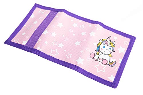 Image of Trifold Canvas Outdoor cartoon Wallet for Kids - Unicorn