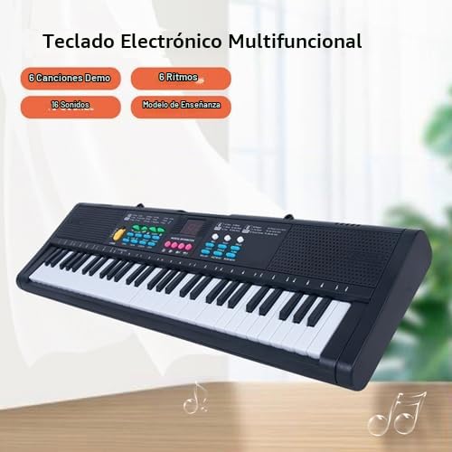 61 Teclas Teclado Piano Teclado Electrónico Portátil Instrumento Musical para Principiantes Niños Negro 50 * 14.7 * 4cm