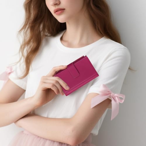 Image of Women's Wallet Ladies Travel Card Wallet Trifold Veagan Leather