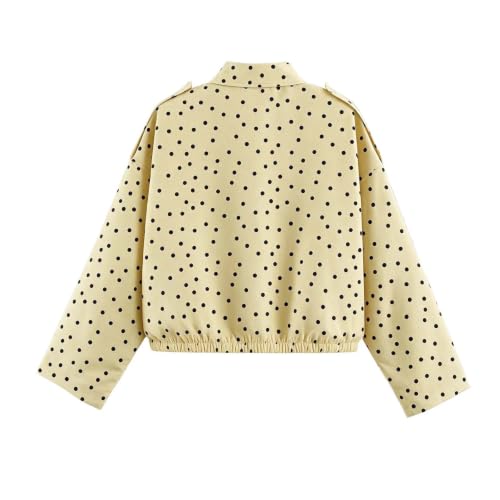 Women Cropped Casual Jacket Polka Dot Zip Up Lightweight Fall Outerwear - image 6