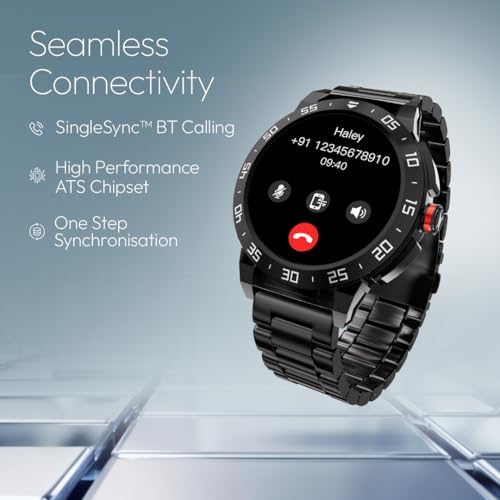 Image of Fastrack Magnus FX3 1.46 inch Smart Watch with Single Sync BT Calling, All-Round Health Monitoring, Functional Crown, Metal Alloy Case, 60+ Sports Modes,IP68 Water Resistant - Smartwatch for Men (Black)