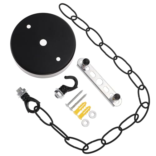 Lurrose Kit Dosel para Lámpara Colgante Placa de Cubierta de Araña de Hierro Resistente Anticorrosión, Cadena de 50 Cm para Montaje Seguro en Techo, Accesorio DIY para Lámparas Colgantes