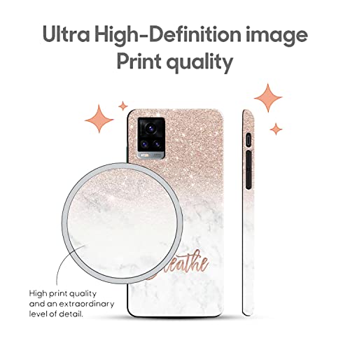 Image of COLORflow Back Cover Compatible with Vivo V20 | (Best for Girls) Quotes (Breathe) Marble | Designer Printed Hard CASE Bumper Back Cover Compatible with Vivo V20