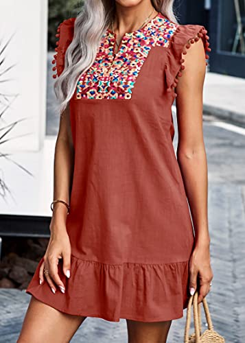 Image of KIRUNDO Boho Summer Mini Embroidered Dresses for Women