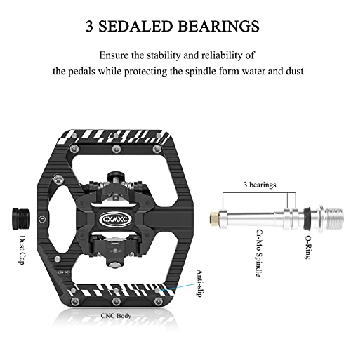 Mountain Bike Pedals - Dual-Sided Clip-In Pedal Spd Clipless Pedals - 3 Sealed Bearings, 9/16” Bicycle Platform Mtb Pedals #TOP3