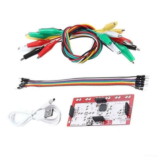Kit de placa de desarrollo de control principal compatible con Makey 5 V CC entrada mini puerto USB para alimentación/datos con 10 clips de cocodrilo 10 para cables de puente y cable USB para Arduino