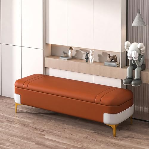 Banco otomano tapizado de piel sintética para dormitorio, sala de estar, gran espacio, asiento versátil