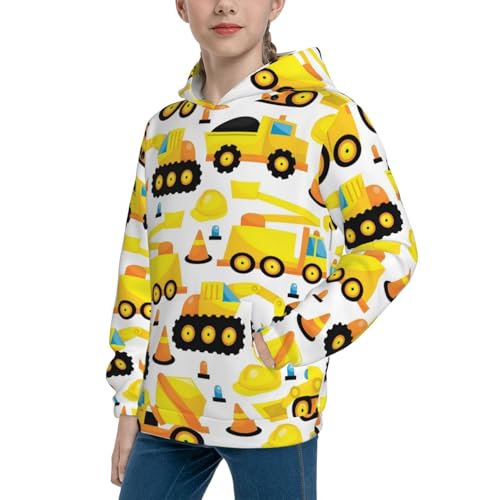 Construction Machinery Truck Hoodie Youth Hooded Sweatshirt 3D Digital Printed With Pockets Tops4