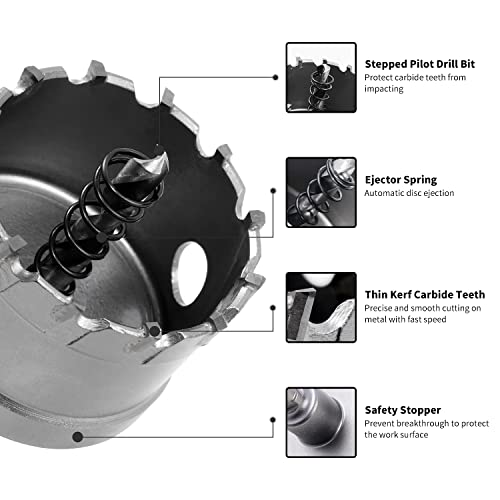 Dribotway Bi-Metal Hole Saw 65mm TCT Carbide Heavy Duty Industrial Grade Stainless Steel Hole Cutter for Mental Wood Stainless Steel Plastic Copper - Image 3