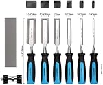 Amazon Basics 8-Piece Wood Carving Chisel Set with Honing Guide, Sharpening Stone and Storage Case