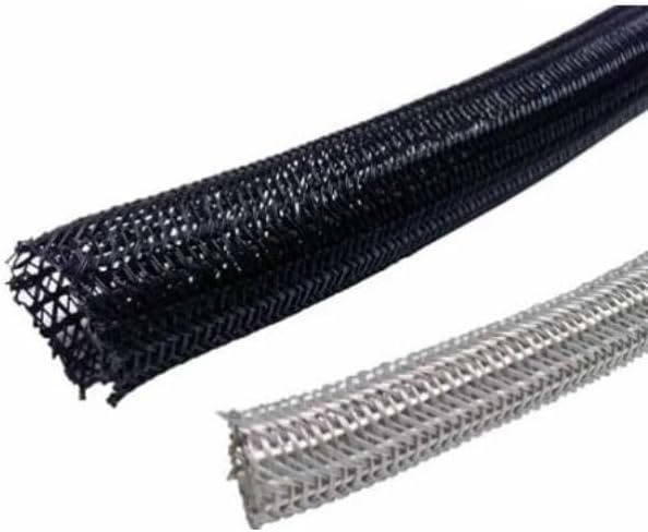 0.125 in. 50 ft. Hook Self Closing Braided Wrap for Around Sleeving Cord Cover Cable Protector Wire Organizer - White