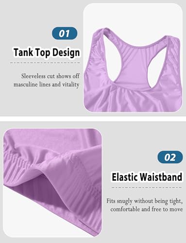 SEAUR Men's Sexy Glossy Lingerie Set Sheer Outfit Shiny Racerback Crop Top & Low Rise Pouch Boxer Underwar4