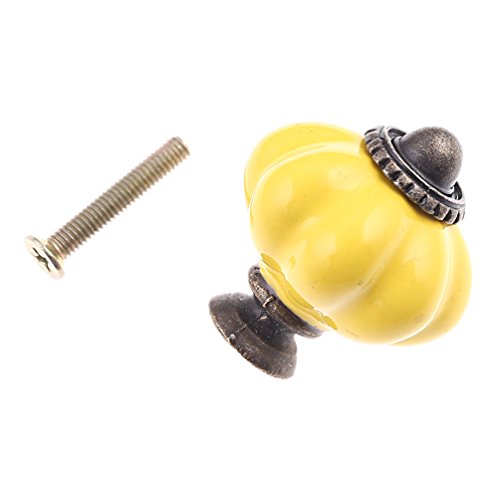 Qlychee Pumpkin Knobs Ceramic Cabinet Drawer Pull White Blue Porcelain Door Handle 2Pcs