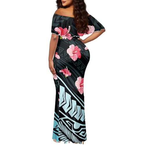 Image of Polynesian for Women S-7XL Off Shoulder Maxi Dress Hawaiian Summer Dresses