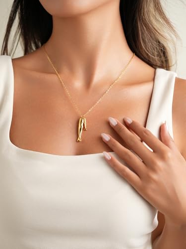 Gold Fish Necklace for Women Trendy Beaded Sardine Fish Pendant Necklace Summer Ocean Beach Jewelry Gift2