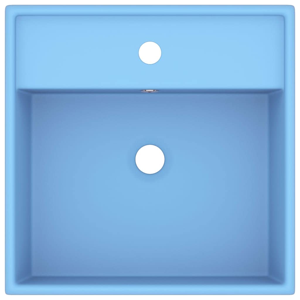 vidaXL Lavabo Troppopieno Lavello per Bagno Lavandino per Toilette Prodotti per Bagno Vaschetta Cubico Azzurro Opaco 41x41cm Ceramica