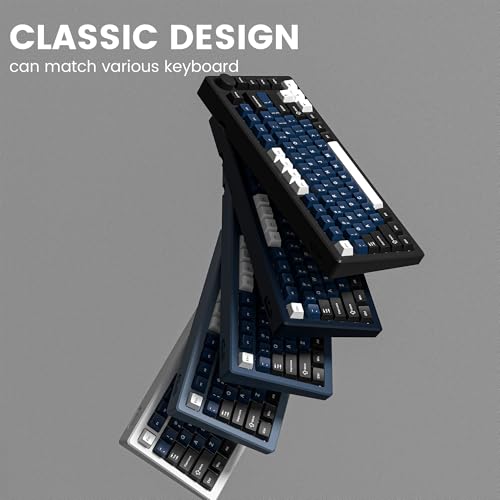 Image of dagaladoo doubleshot PBT keycaps, Cherry Profile Keyboard Key caps, Black /Blue /White Custom keycaps 75 Percent 138-key Set for 60% 65% 75% 100% Cherry Gateron MX Mechanical Keyboard