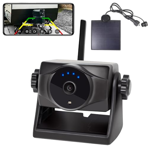 Image of 1080P Solar Magnetic Wireless Backup Camera, 90 Days Standby Rechargeable Battery, Waterproof Rear /Front View Camera for Hitching Boat Trailer Horse Pickup RV Car for iPhone iPad Android