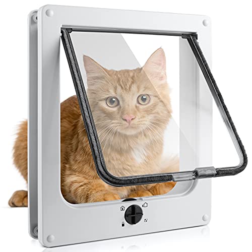 Chatière pour Chat avec magnétique à 4 Voies, Porte pour Animaux de Compagnie pour Chats et Petits Chiens, Porte pour Chat avec Tunnel Cover