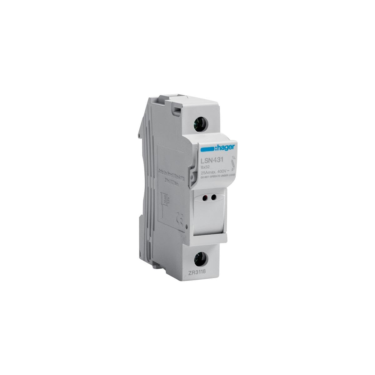 Portafusible Hager LSN431 avec indicateur visuel de coupure 25A 400V pour tableau modulaire