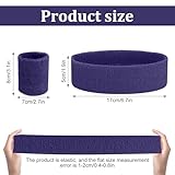 Yolev 3Pieces Sweatband Set, Sports Headband and Wristbands, Set of 1 Headband and 2 Wristbands, for Athletic Men and Women, Black and Neon Green, One Size(Purple) - Image 2