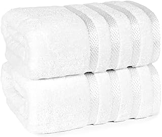 Weave Essentials - 2Pc viscose bath towel set | Ultimate Comfort, Superior Absorbency, Eco-Friendly, Skin-Friendly & Quick Dry; made of 100% Cotton | 2 towels (70x140cm / 27x55inch) Colour: white