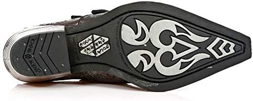 New Rock 7960-S5 Embossed Vintage Black, Red Leather Buckle Steel Heel Shoes 42 | Image 7