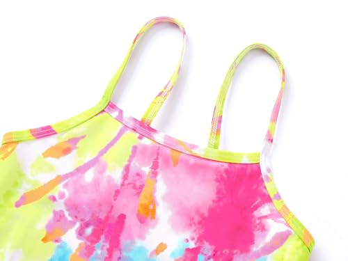 Image of Dvenki Toddler Girls One Piece Swimsuit Adjustable Straps Sizes 2T-10 | quick-dry swim fabric, skin-friendly, ruffle neckline, leopard, check, mermaid prints, swimwear for beach, pool, summer party