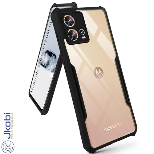 Image of Jkobi Back Cover Case for Motorola Moto Edge 30 Fusion (Shockproof with Polycarbonate Clear Panel | Professional Black)