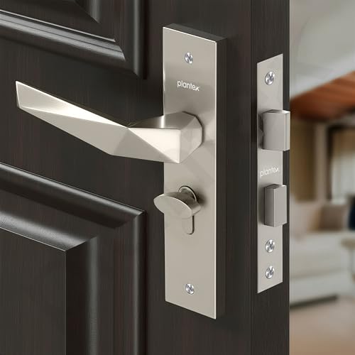 Image of Plantex Heavy-Duty Door Handle Lock Set / 6-Lever Lock Mechanism with 3 Years of Warranty /Mortise Door Lock with 3 Keys - (8129-Satin White)