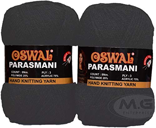 Image of M.G ENTERPRISE Os wal Parasmani Black (400 gm) Wool Ball Hand Knitting Wool /Art Craft Soft Fingering Crochet Hook Yarn, Needle Knitting Yarn Thread dye W X YZABCJKNN