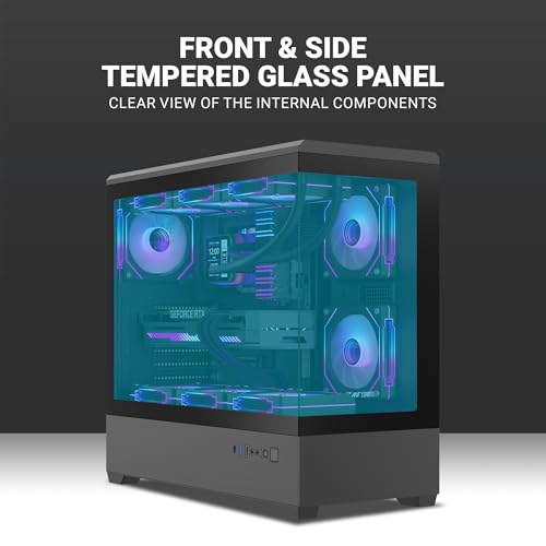 Image of Ant Esports Crystal X6 Lite Mid-Tower Computer Case /Gaming Cabinet - Black | Support E-ATX, ATX, Micro-ATX, Mini-ITX | Pre-Installed 6 ARGB Fans
