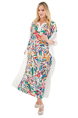 Kaftan robe femme imprimé camouflage blanc original coupe ample taille XL