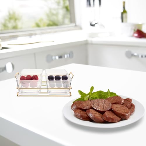 Plateau de service à fruits en verre et acier inoxydable à compartiments - 7