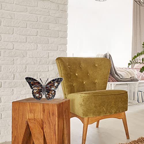 Yingxue Wooden Animal Decor Forest Butterfly Statues Figurines Home Ornament 3D Multi-Layered Woodland Butterfly Silhouette Sculpture Butterfly Decoration For Shelf Table Cabinet Desk (Butterfly) #TOP2