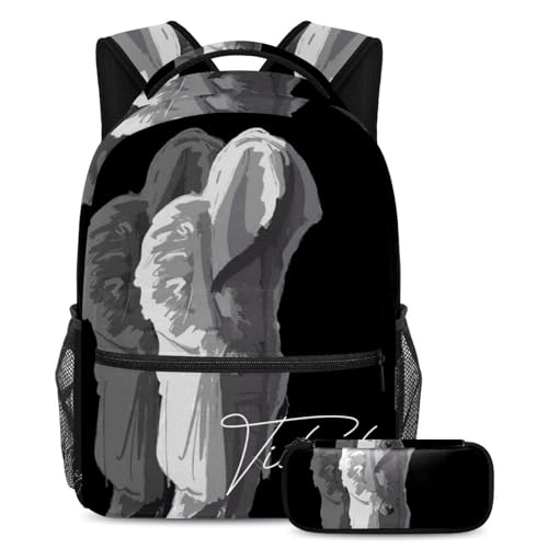 Sac à dos motif abstrait avec trousse assortie pour étudiant multicouleur