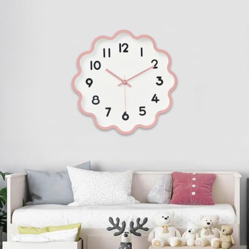 Image of HZDHCLH Wall Clocks Battery Operated 12 Inch Cloud Shaped Wall Clock Silent Non Ticking Modern Decorative Clock with 3D Numbers for Bedroom Living Room Nursery Classroom Pink