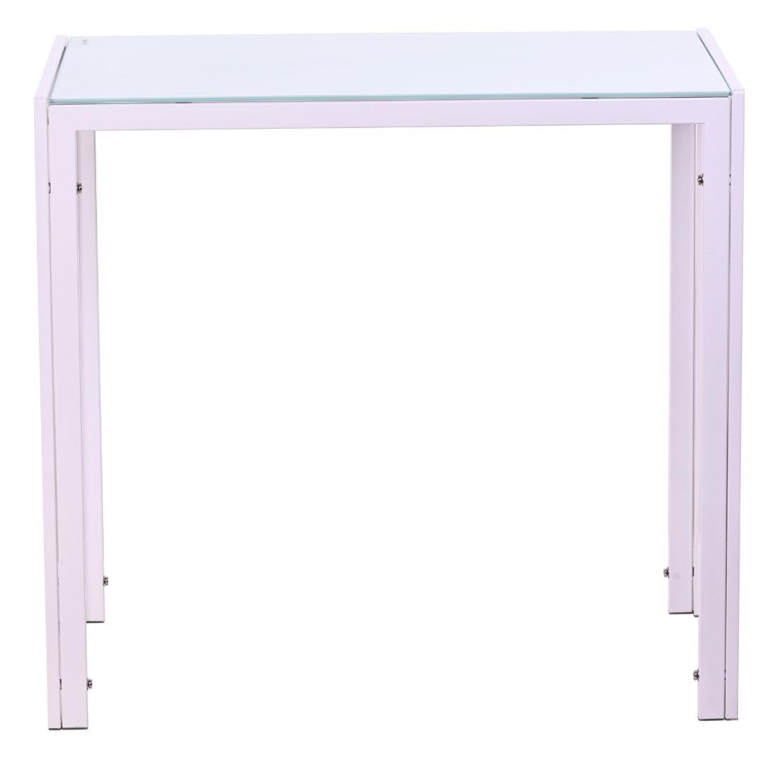 Mesa Cocina Pequeña - Medidas 80x40x75 cm. - Estructura Metálica y Cristal Templado de 6 mm. de Grosor - Mesa Estrecha de Cocina. (Blanco)
