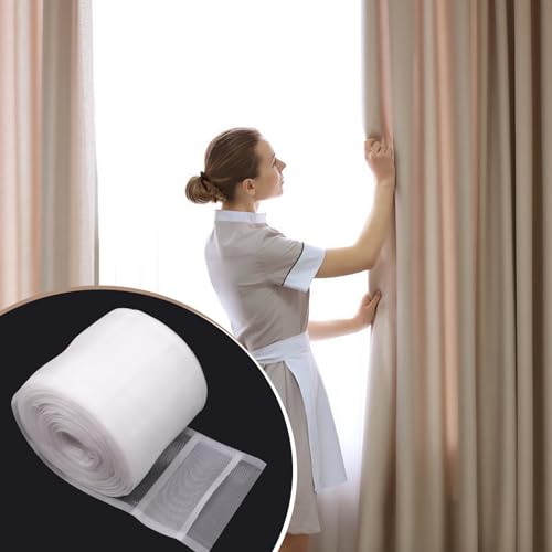 Miniatura 6 de Zhiyuql Cinta Para Cortinas 10 M X 10 Cm Cinta De Cabecera De Cortina Transparente Fruncida Con Trabillas Para Barra De Cortina
