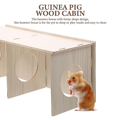POPETPOP 3pcs Wooden Hamster House Cabin Hamster Wood Hideout Nest Guinea Pig House Toy for and Mouse Habitats Provides Cozy Shelter for Small Animals - Image 3