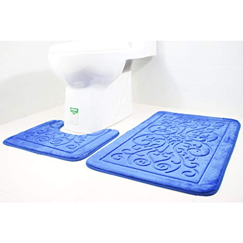 LIUXRONG Badematte, Badeteppich Set, Badezimmerteppich Matte 2-Pack, 3D-Druckmuster rutschfest Badezimmer Mat Set… – Bild 3