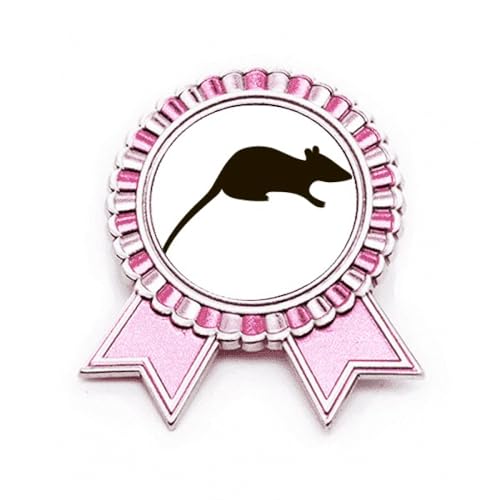 Broche souris noire finition rose métal travaillé taille M
