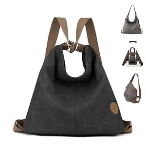 Multi Ways Convertible Canvas Shoulder Bag Backpack Crossbody Bag Tote, Vintage Multifunctional Large Capacity