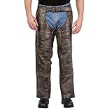 ✅ 4 Taschen Hot Leathers CHM1008 Unisex Motorrad-Chaps aus Leder, Used-Look, Größe XS, Braun