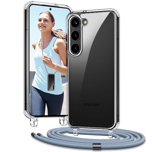 Vaykwo Handykette für Samsung Galaxy S25 Plus / S25+ / S24+ 6,7" Hülle mit Band - Necklace Handyhülle - Transparente Case zum Umhängen mit Kameraschutz und Bildschirmschutz - Grau