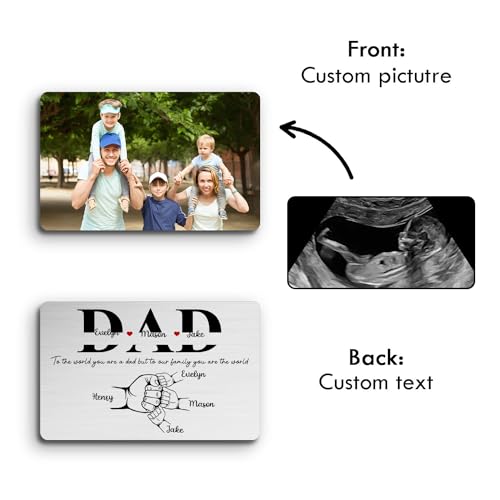 Custom Dad Photo Wallet Card Dad Gifts from Kids Personalized Metal Wallet Insert for Father Dad, Step Dad, Father-in-Law, Ideal for Birthday, Father’s Day, Christmas, Thanksgiving, Wedding (Card 8)2