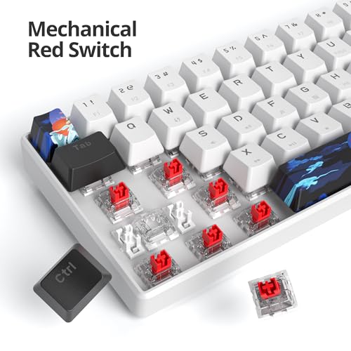 Image of 60 Percent Gaming Keyboard 61 Keys Mechanical Keyboard Ultra Compact Wird Keyboard LED Backlit with Red Switch for PC Laptop Gamer(61 White)