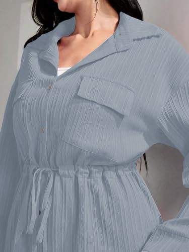 Tadkee Women's Polyester Solid Color Casual Long Sleeve Top And Pant Co-Ord Set With Pockets | Co Ord Set For Women | Kurta Set For Women (Fn-Sugar-Full-Pocket-127-Aqua-L)