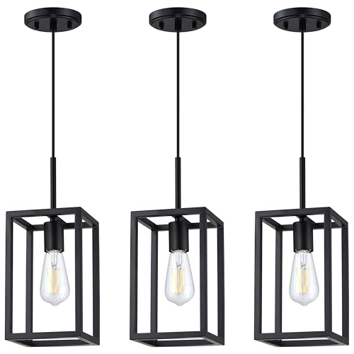 3pack1lighthangingrusticfarmhouse57metallanterncagependantceilinglightfixtureblackfinishforkitchenislandcafebaroversink Urban Country Home Decor 3 pack 1 light hanging rustic farmhouse 57 metal lantern cage pendant ceiling light fixtureblack finish for kitchen island cafe bar over sink urban country home decor